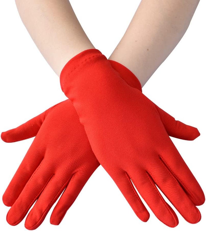Vonokee Adult Spandex Gloves,Short Stretchy Opera Gloves for Halloween Party Costume 1920s Flapper Accessories - Image 1